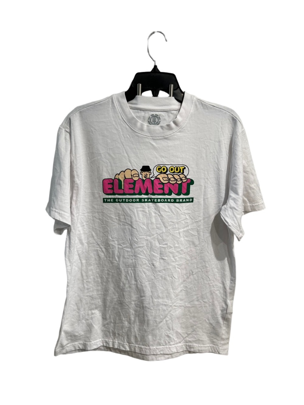 Element womans White Tee with Pink & Green 'Go Out' Graphic